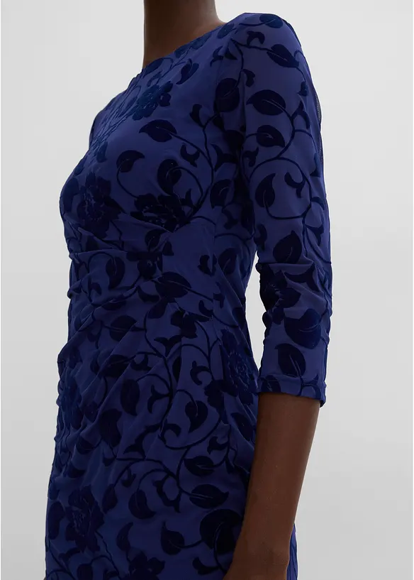 Mesh-Kleid mit edlem Flockprint, bonprix