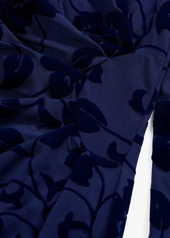 Mesh-Kleid mit edlem Flockprint, bonprix
