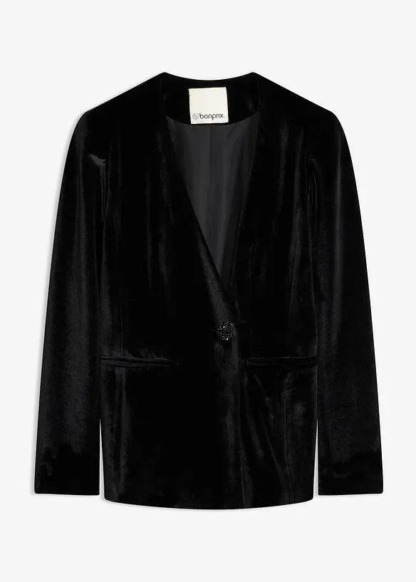 Blazer aus Samt mit Glitzer-Knopf, bonprix
