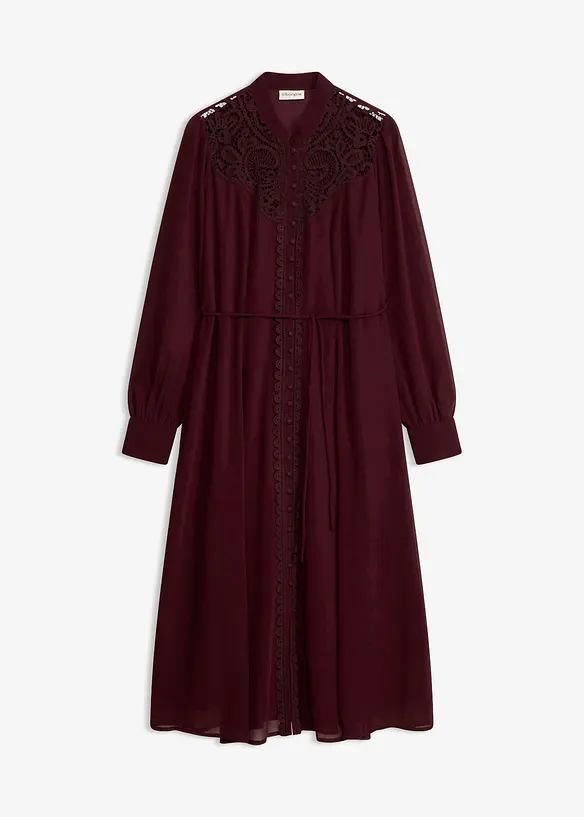 Chiffonkleid mit aufwendigem Spitzenbesatz, bonprix