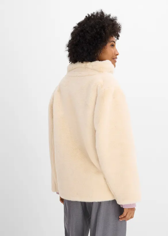 Fellimitat-Jacke mit hohem Kragen, bonprix