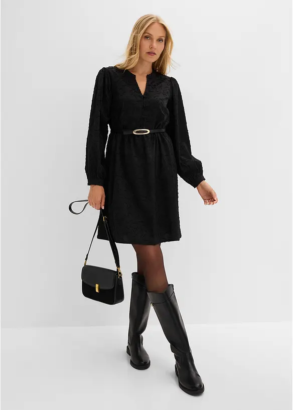 Langarm Kleid mit Stickerei, bonprix