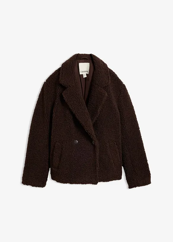 Teddyfell-Jacke mit Kragen und Doppelknopf, bonprix