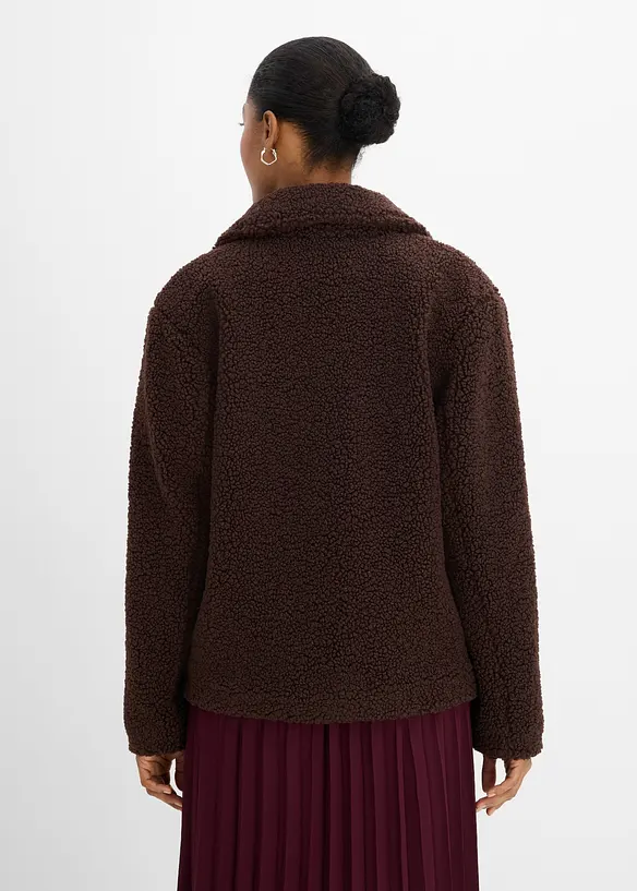 Teddyfell-Jacke mit Kragen und Doppelknopf, bonprix