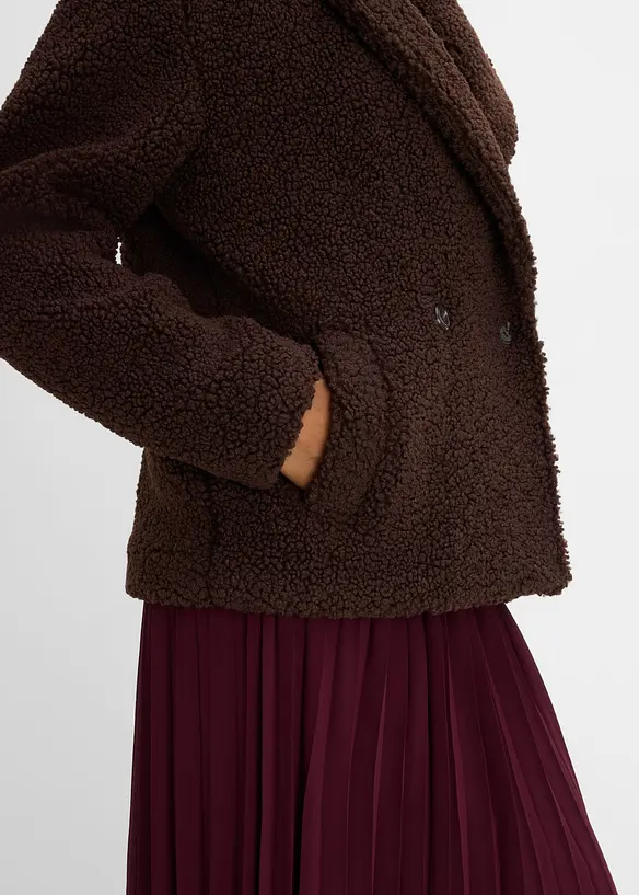 Teddyfell-Jacke mit Kragen und Doppelknopf, bonprix