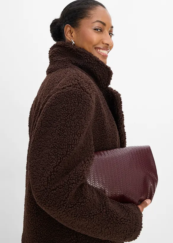 Teddyfell-Jacke mit Kragen und Doppelknopf, bonprix