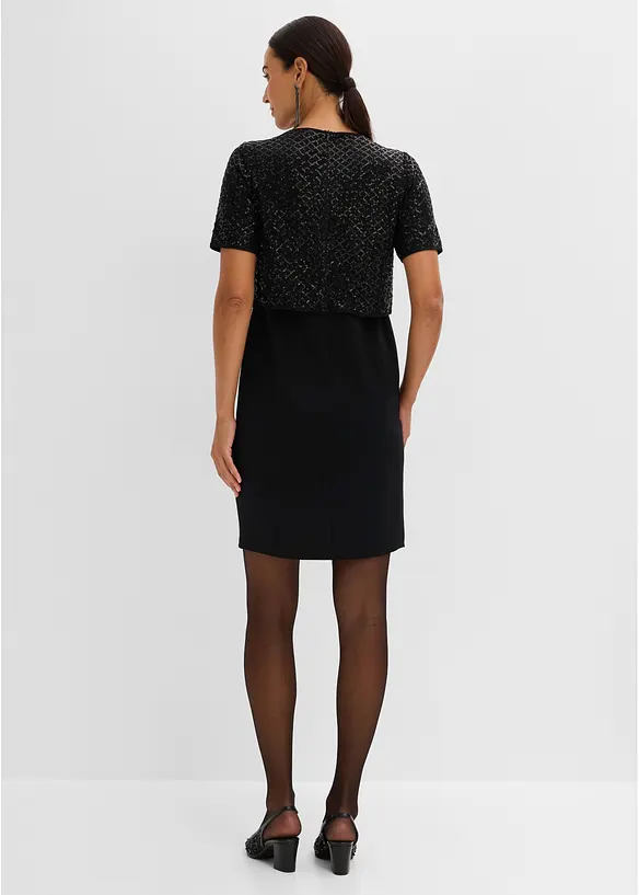 Kleid aus Punto di Roma mit Pailletten, bonprix