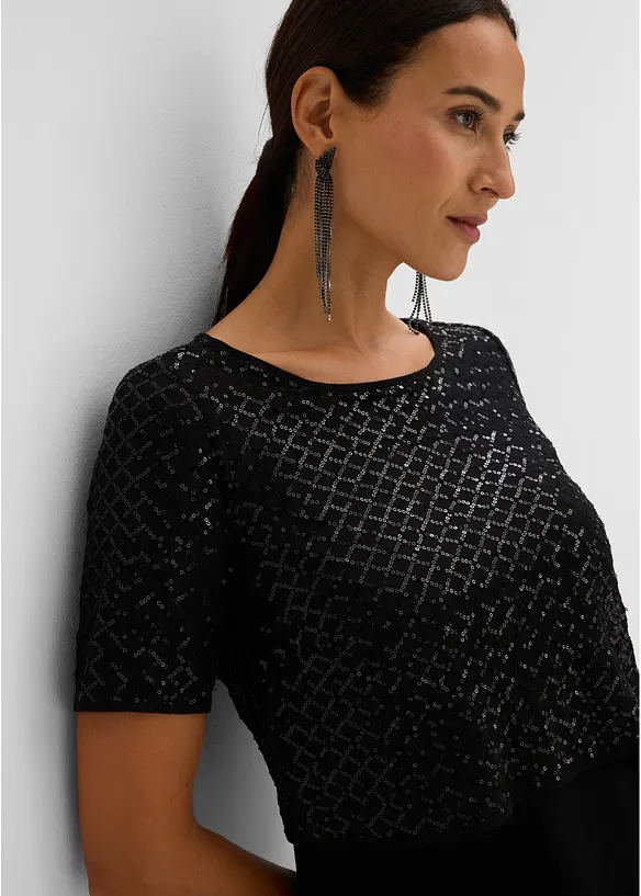 Kleid aus Punto di Roma mit Pailletten, bonprix