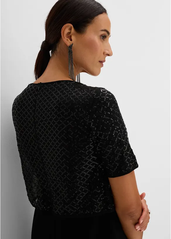 Kleid aus Punto di Roma mit Pailletten, bonprix