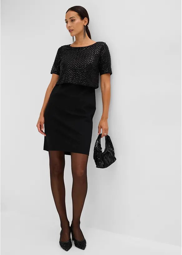 Kleid aus Punto di Roma mit Pailletten, bonprix