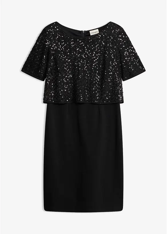 Kleid aus Punto di Roma mit Pailletten, bonprix