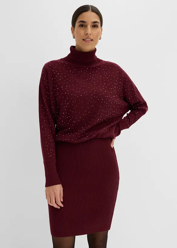 Strickkleid mit Glitzersteinchen, bonprix