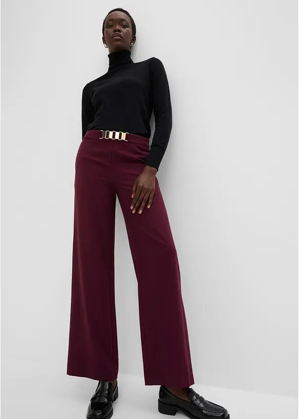 Pantalon de tailleur avec ceinture d&eacute;corative, bonprix
