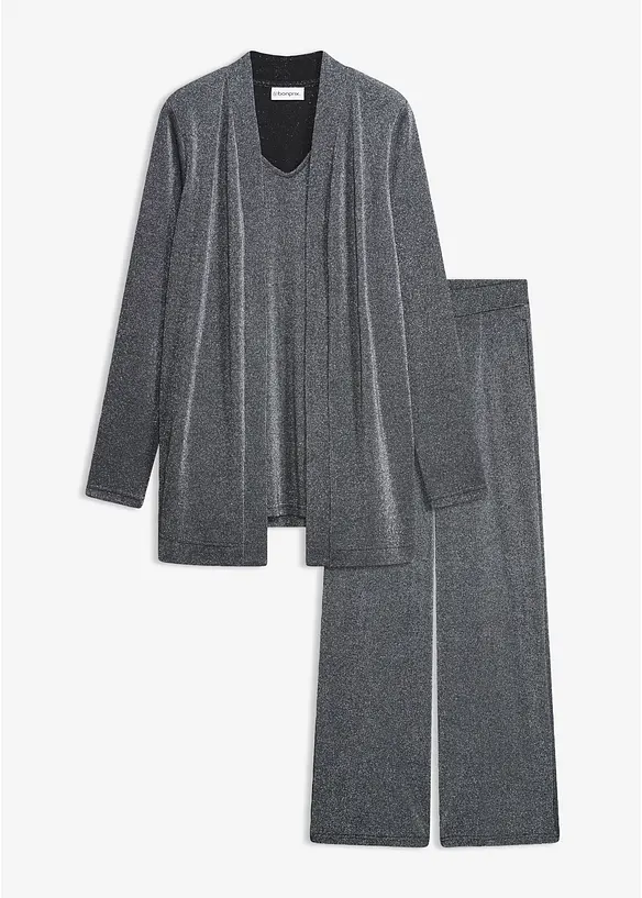 Glitzershirt in 2-1 Optik mit Hose (2-tlg. Set), bonprix
