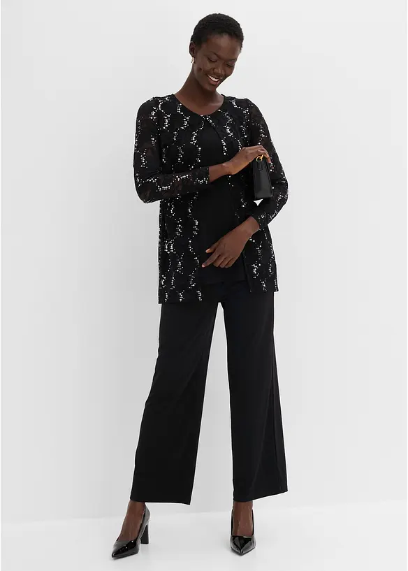 Top mit Spitzenjacke und Hose (3-tlg. Set), bonprix