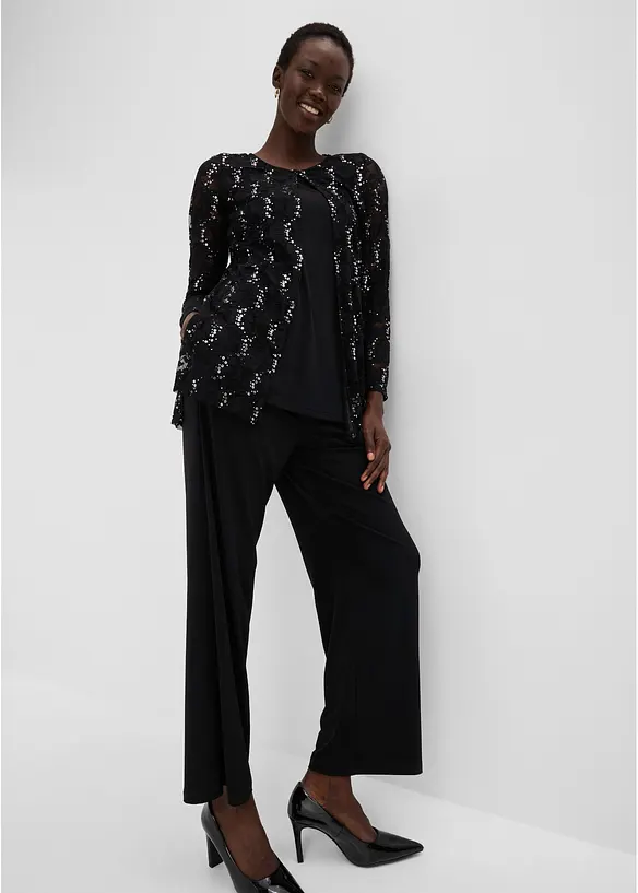 Top mit Spitzenjacke und Hose (3-tlg. Set), bonprix
