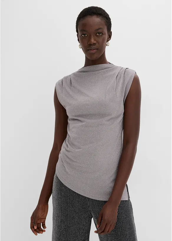 Shirt mit Zipfelsaum und Glitzer, bonprix