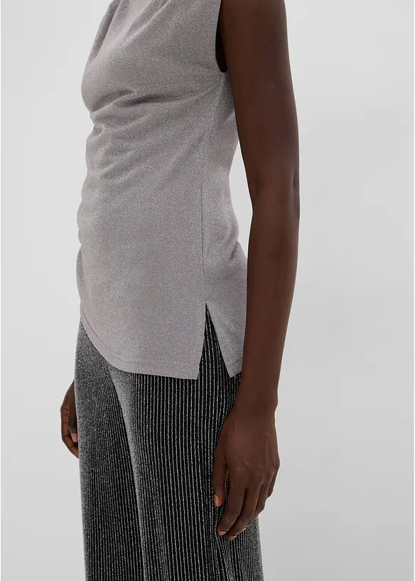 Shirt mit Zipfelsaum und Glitzer, bonprix