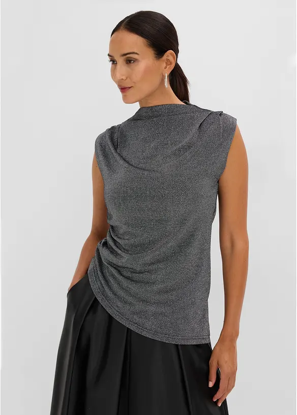 Shirt mit Zipfelsaum und Glitzer, bonprix