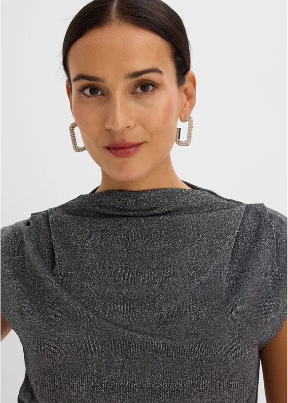 Shirt mit Zipfelsaum und Glitzer, bonprix