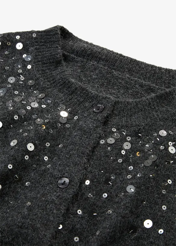 Gilet en maille avec sequins sur le haut devant, bonprix