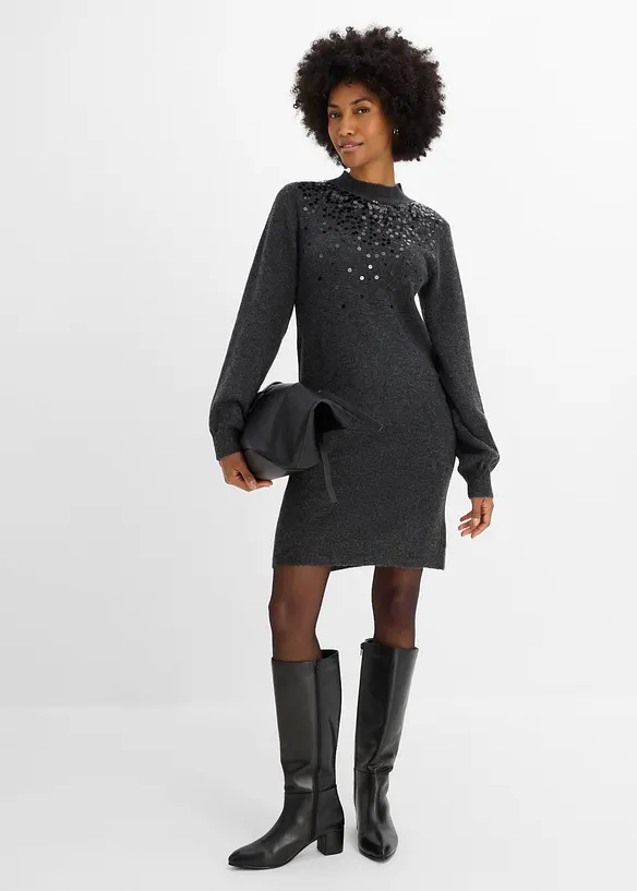 Strickkleid mit Pailletten, bonprix