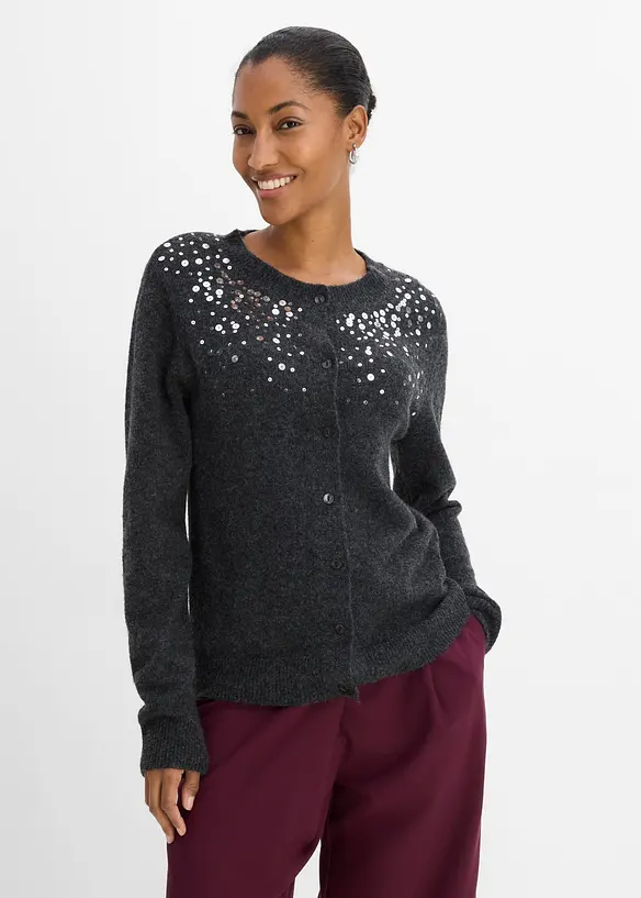 Gilet en maille avec sequins sur le haut devant, bonprix