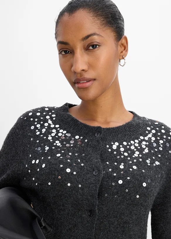 Gilet en maille avec sequins sur le haut devant, bonprix