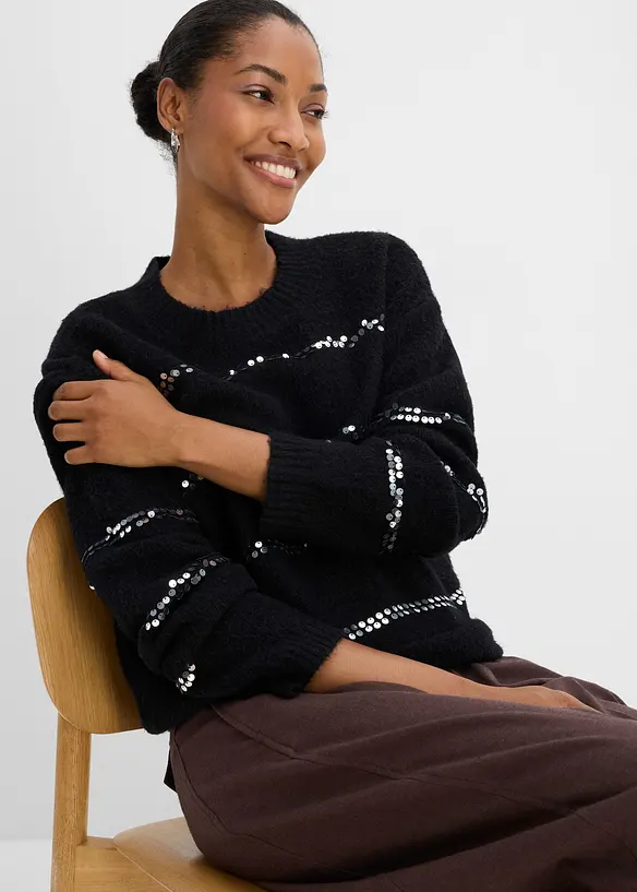 Pull en fine maille &agrave; sequins, bonprix