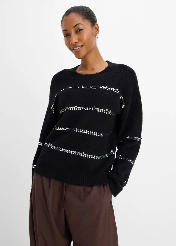 Pull en fine maille &agrave; sequins, bonprix