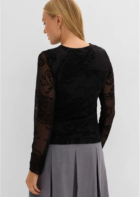 Langarmshirt aus feinem Mesh, bonprix