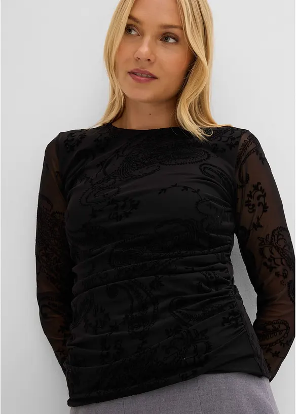 Langarmshirt aus feinem Mesh, bonprix