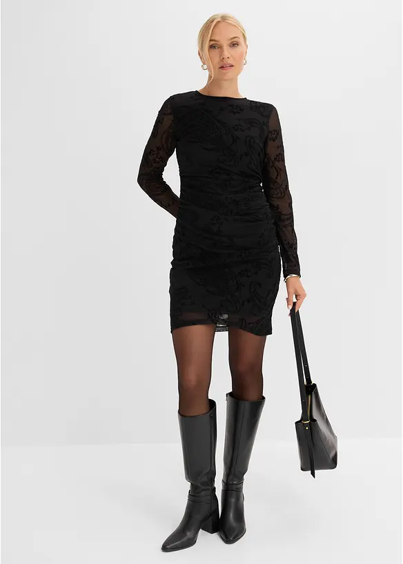 Jerseykleid aus feinem Mesh, bonprix