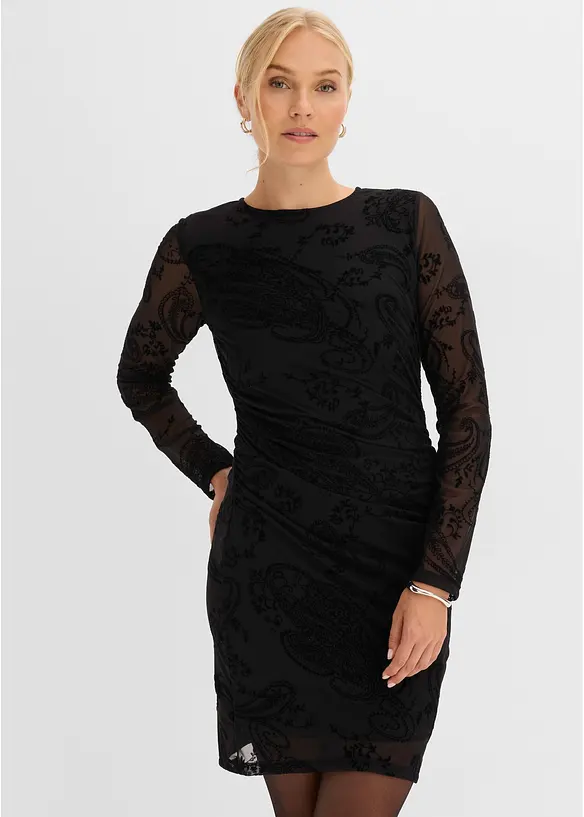 Jerseykleid aus feinem Mesh, bonprix