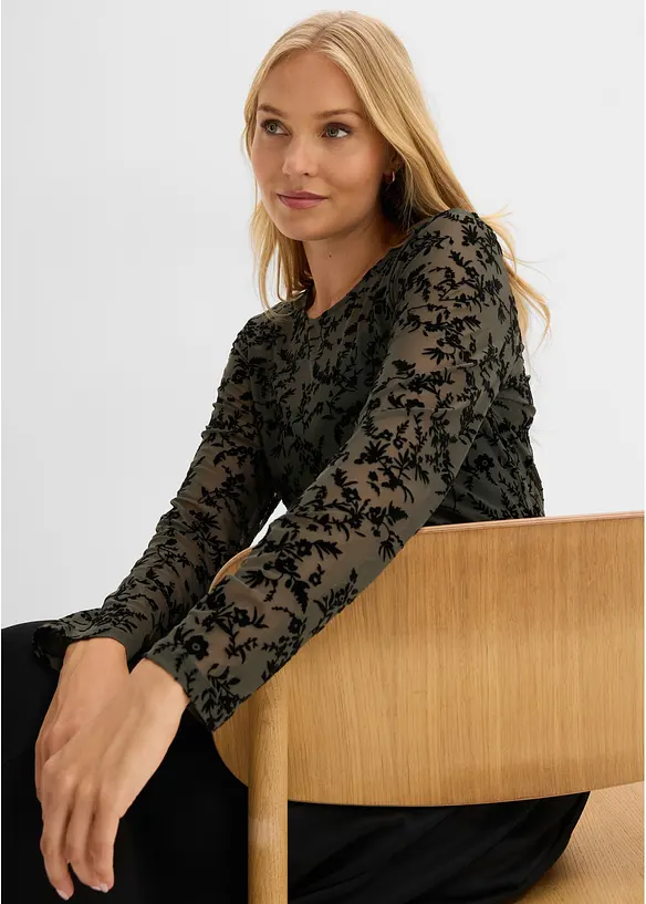 Langarmshirt aus softem Mesh, bonprix