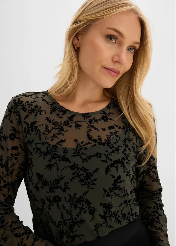 Langarmshirt aus softem Mesh, bonprix