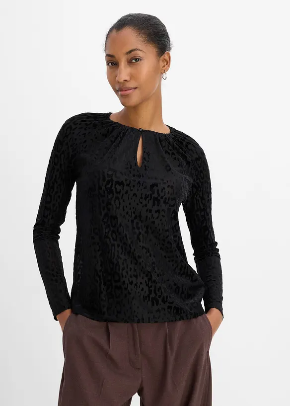 Langarmshirt aus feinem Mesh, bonprix