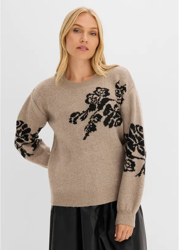 Pull en fine maille &agrave; manches ballon, bonprix