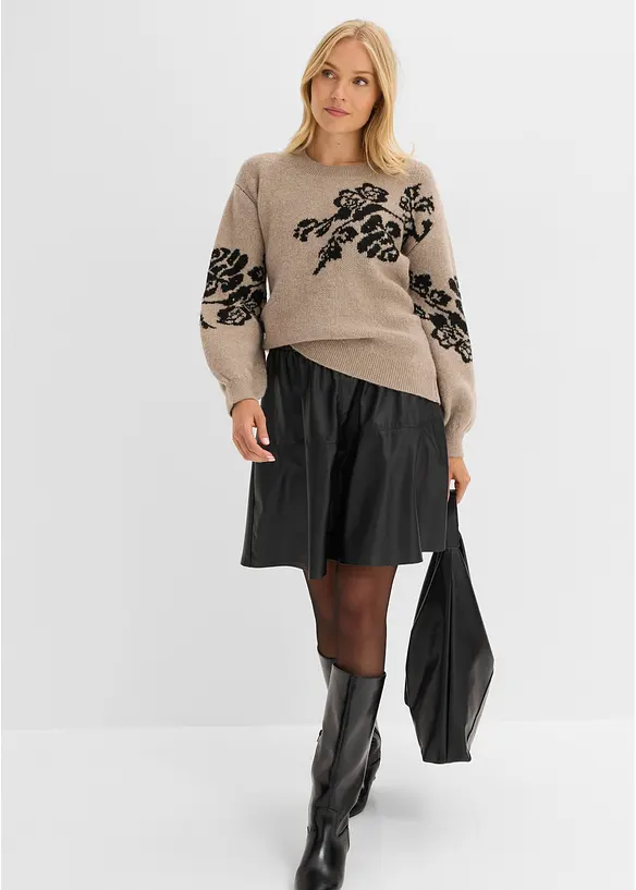 Pull en fine maille &agrave; manches ballon, bonprix