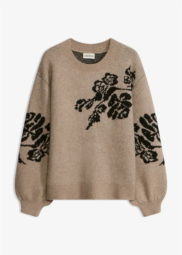 Pull en fine maille &agrave; manches ballon, bonprix