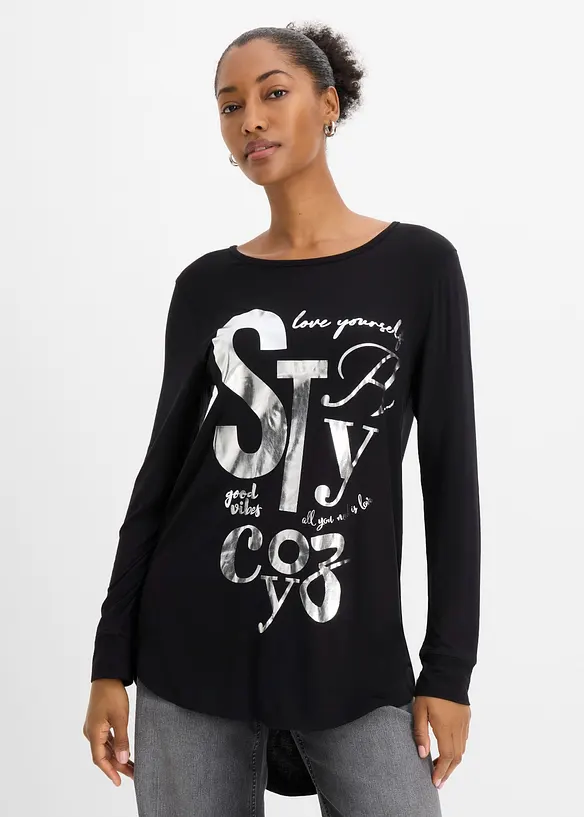 Langarmshirt aus flie&szlig;endem Viskose-Mix, bonprix
