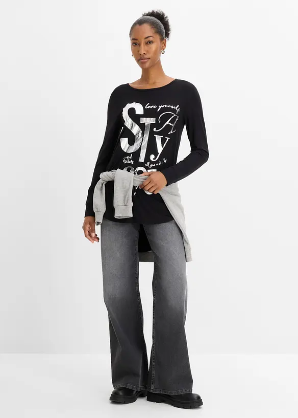 Langarmshirt aus flie&szlig;endem Viskose-Mix, bonprix