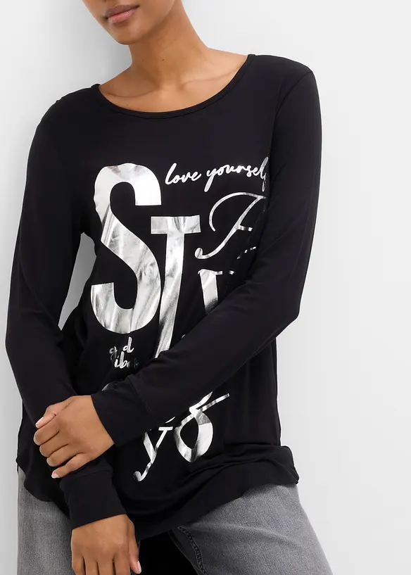 Langarmshirt aus flie&szlig;endem Viskose-Mix, bonprix