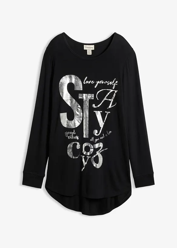 Langarmshirt aus flie&szlig;endem Viskose-Mix, bonprix