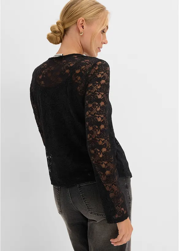 Langarmshirt aus elastischer Spitze, bonprix