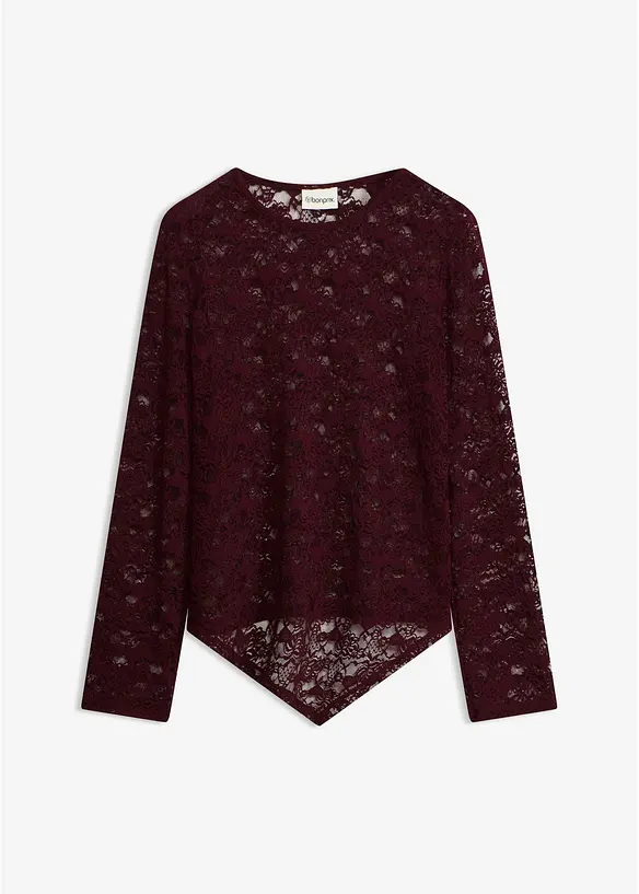 Langarmshirt aus elastischer Spitze, bonprix