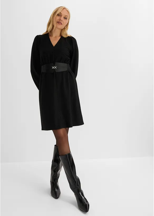 Kleid mit V-Ausschnitt und Bindeband im R&uuml;cken, bonprix
