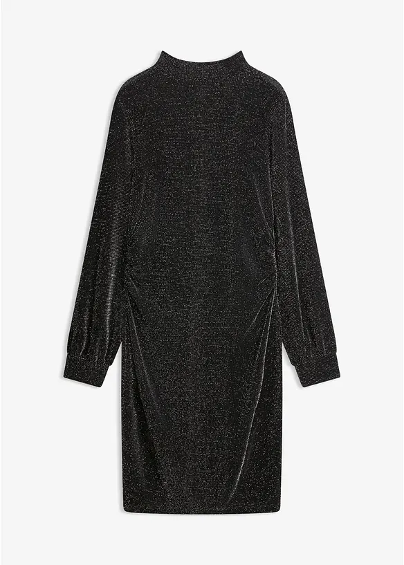 Jerseykleid mit seitlicher Raffung und Glitzer-Effekt, bonprix