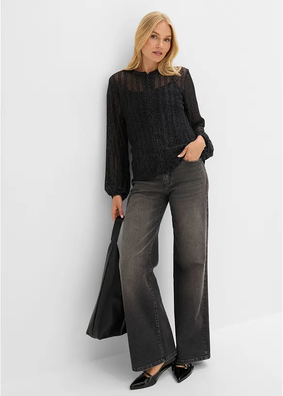 Bluse in schimmernder Plissee-Optik, bonprix