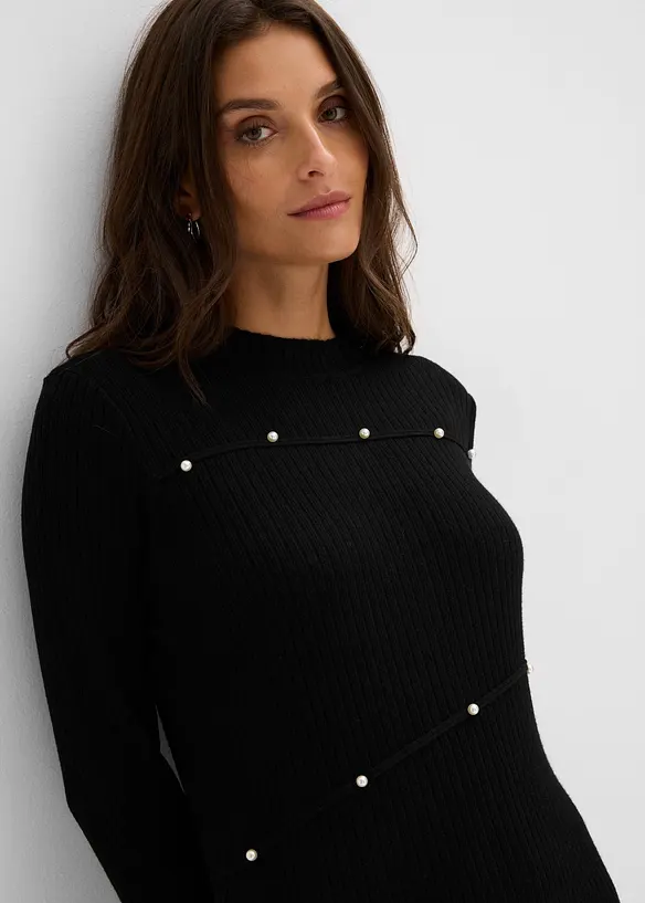 Strickkleid mit Perlen-Details, bonprix